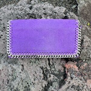 Stella McCartney Falabella Purple Vegan Suede Chain Continental Wallet Clutch